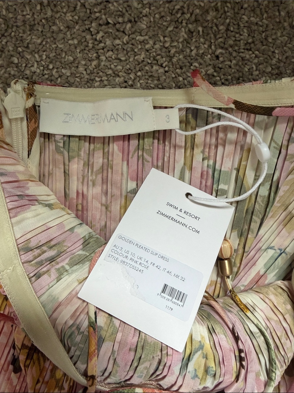 Zimmermann Golden Pleated floral slip dress, size 3, NWT - Picture 16 of 16